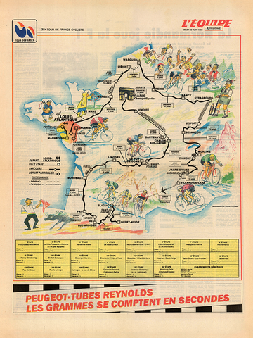1988 Tour de France Map Poster
