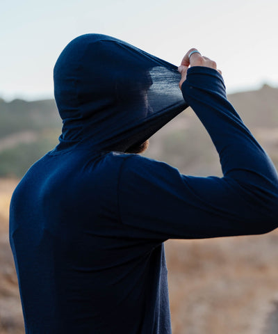M. MIDWEIGHT MERINO HOODIE - INDIGO