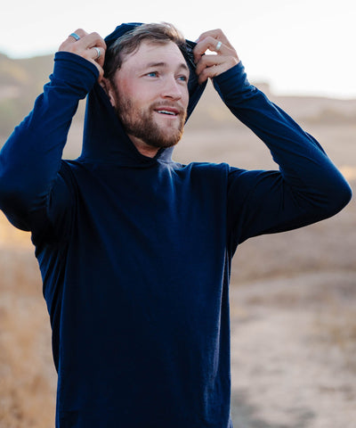 M. MIDWEIGHT MERINO HOODIE - INDIGO