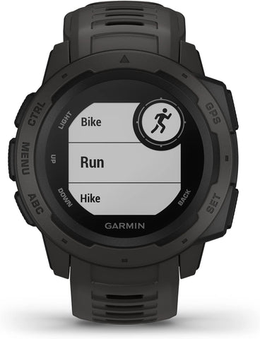 Garmin Instinct, Rugged Outdoor Watch with GPS, Features Glonass and Galileo, Heart Rate Monitoring and 3-Axis Compass, Graphite