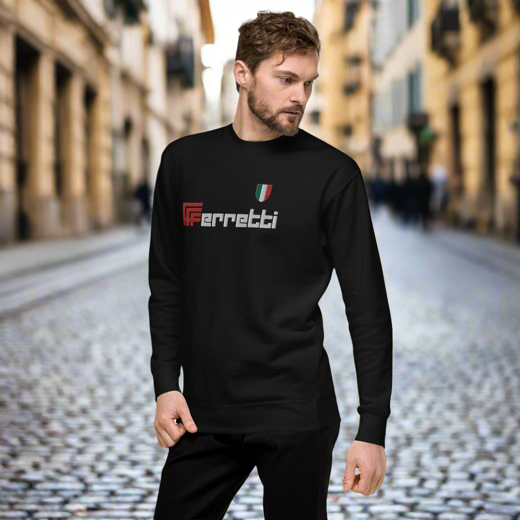 EMBROIDERED BLACK FERRETTI SWEATSHIRT - MOLTENI CYCLING